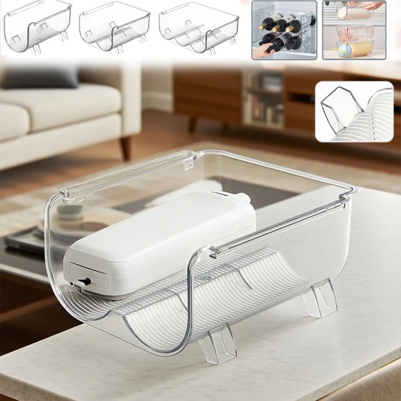 

New Transparent Refrigerator Wine and Water Bottle Holder Stackable Plastic Wine Rack StorageOrganizer for Fridge Cabinet Pantry