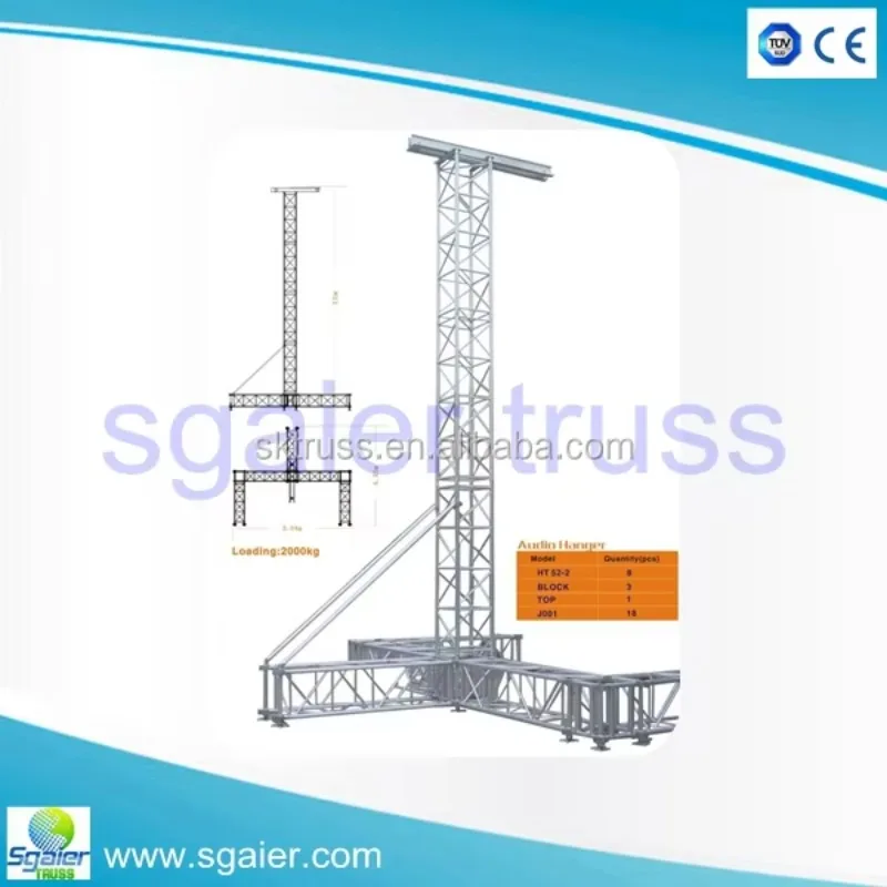 Imagen 4: Torre de aluminio para elevación de altavoces, truss de audio para sistemas line array