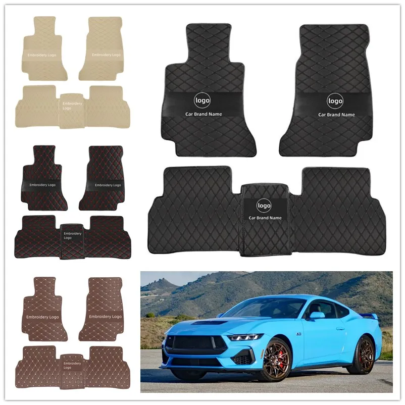 Custom Leather Cars Floor Mats For Ford Focus EVOS Fiesta Escort Mondeo Edge Everest Taurus Kuga Escape Mustang EcoSport Equator