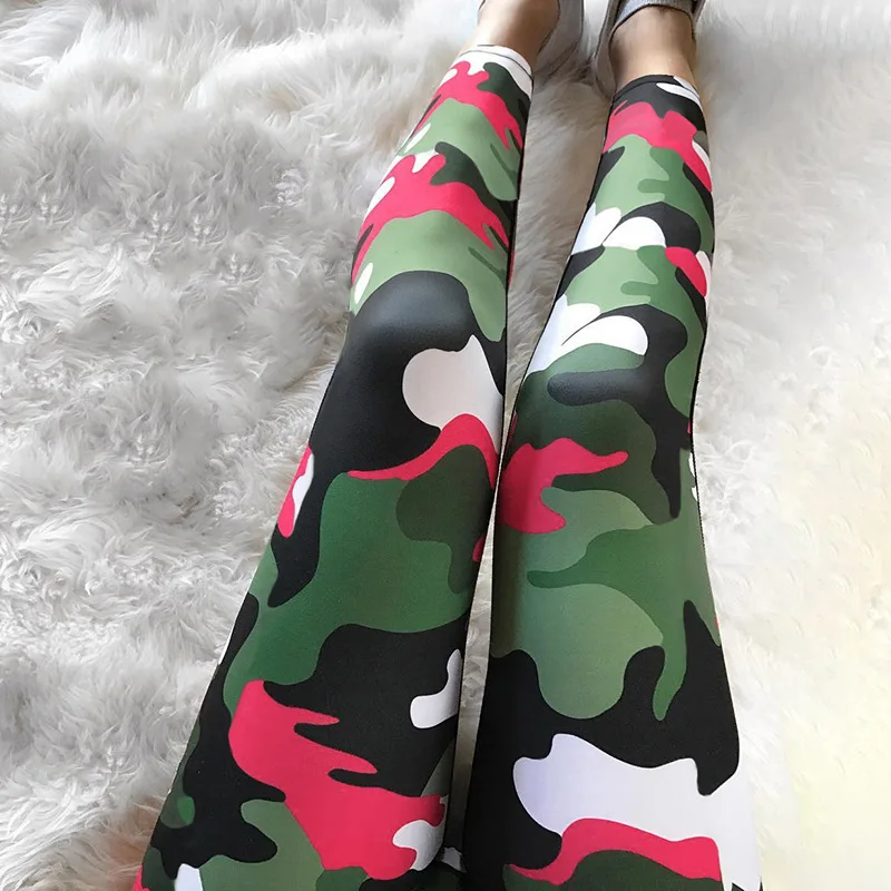 Personalità colore camouflage stampa vita alta hip lift esercizio fitness running Yoga leggings donna