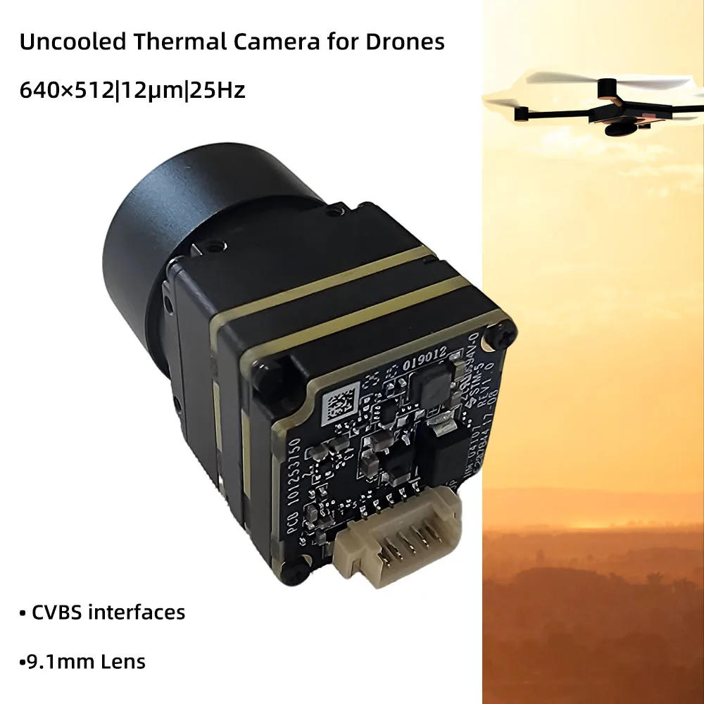 Hik 640*512 VOx Thermal Industrial Camera with 9mm Lens Supports CVBS Analog Video Output ≤26g for Unmanned Aerial Vehicles/