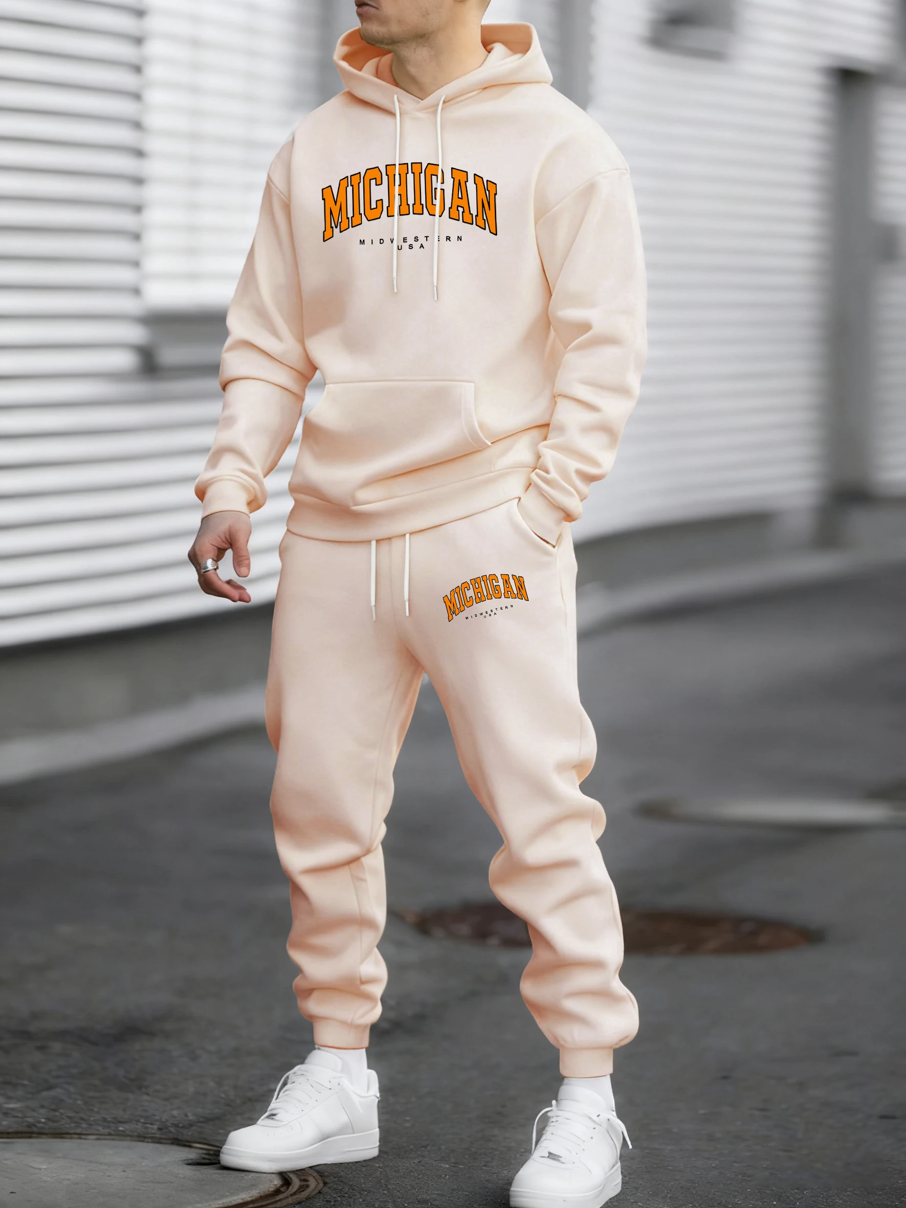 

Midwestbrn США мужской спортивный костюм в стиле ретро с принтом, повседневная свободная одежда, флисовые простые брюки с карманами, базовые унисекс, теплые модные костюмы