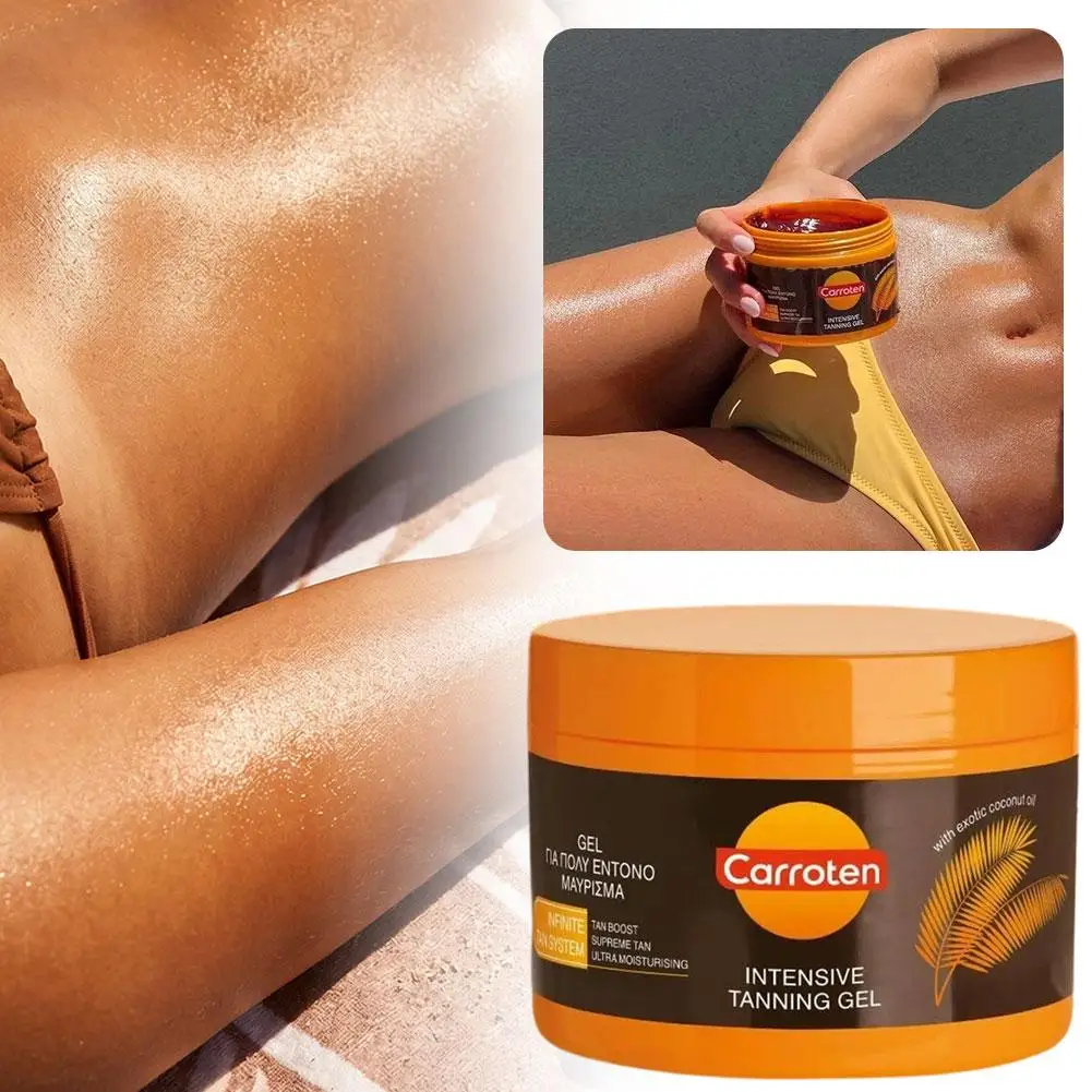 Carroten Gel Bronceador Intensivo con Aceite de Coco, Ultra Hidratante, Acelerador del Bronceado, Loción Corporal para el Cuidado de la Piel con Bronceado al Sol