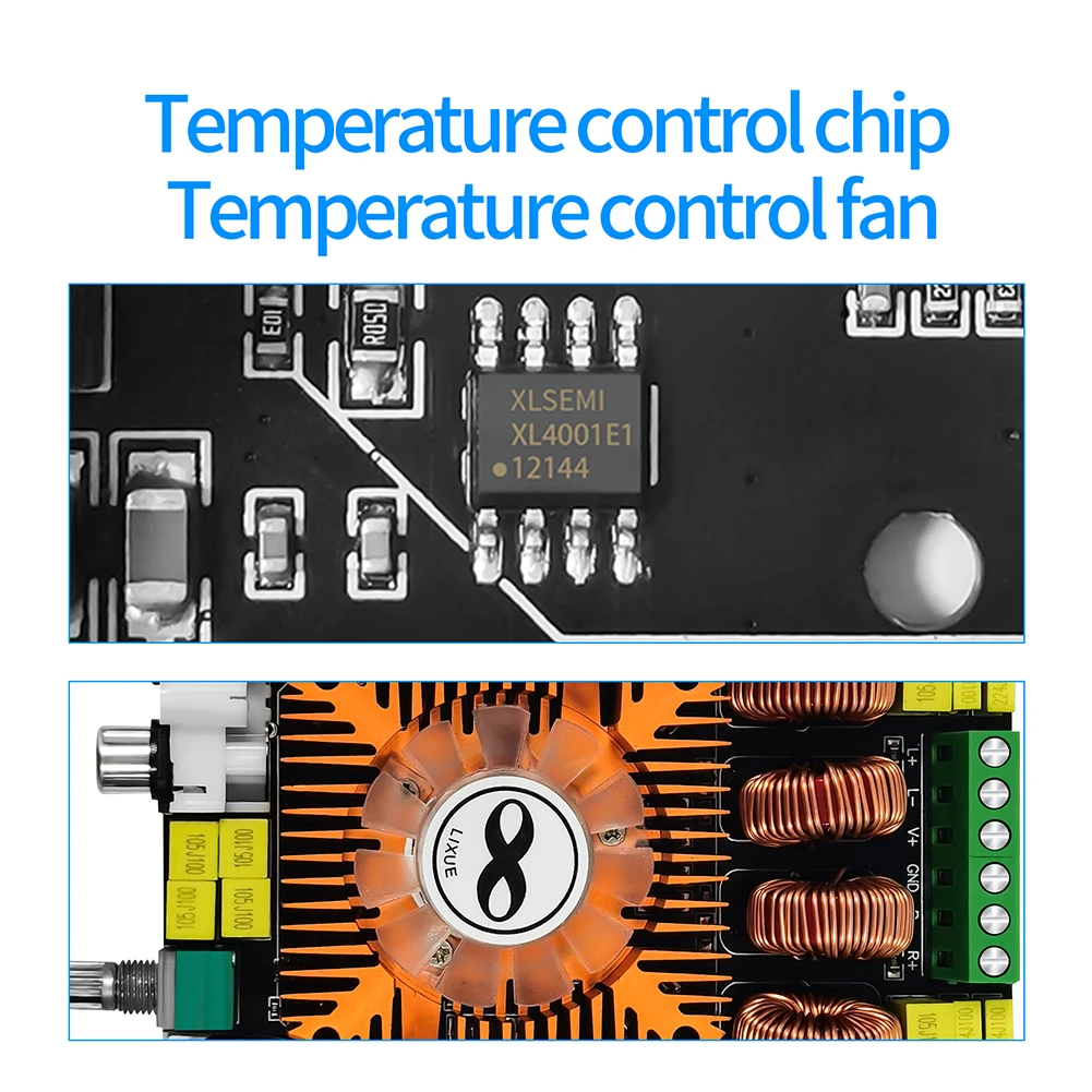 TDA7498E 2.0 Dual Channel HIFI Stereo Module 160Wx2 High Power Digital Power Amplifier Board Support BTL 220W With Cooling Fan