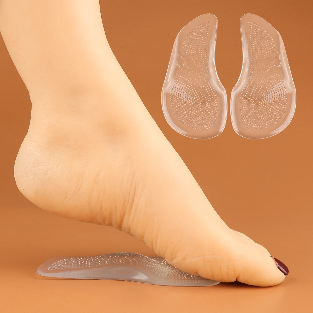 Bogen Unterstützung Einlegesohlen Plattfüße transparent Männer und Frauen Bogen Stoß dämpfung Schmerz linderung Massage High-Heel Einlegesohlen halbe Größe p – Detail 3