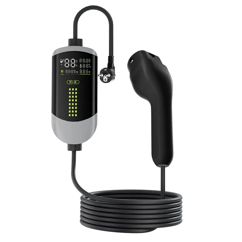 Single Phase Portable Car Charger 7KW AC 32A Electric Vehicle EV Charger with Screen New Generation Portable Charging Station