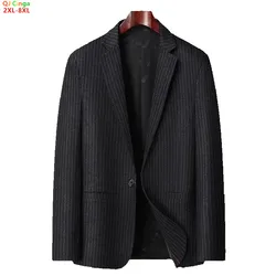 Asian Size Men's Suit Jacket, Single Breasted V-Neck Coat, Business Casual Office Blazer, Purple Blue Gray Black 5XL 6XL 7XL 8XL