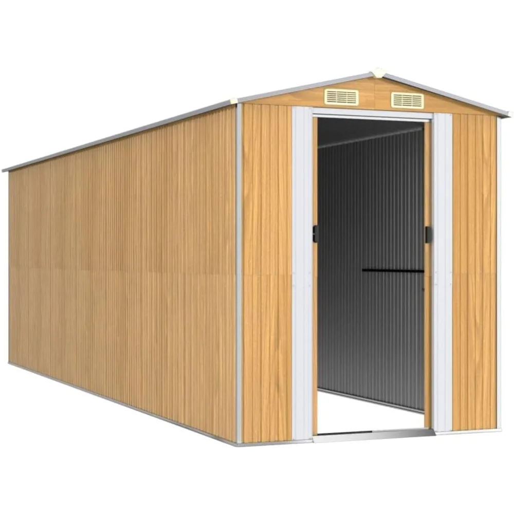 منزل جاهز، سقيفة حديقة واسعة - بني فاتح، فولاذ مجلفن - رائعة للأدوات الخارجية وأساسيات حمام السباحة والحديقة #3