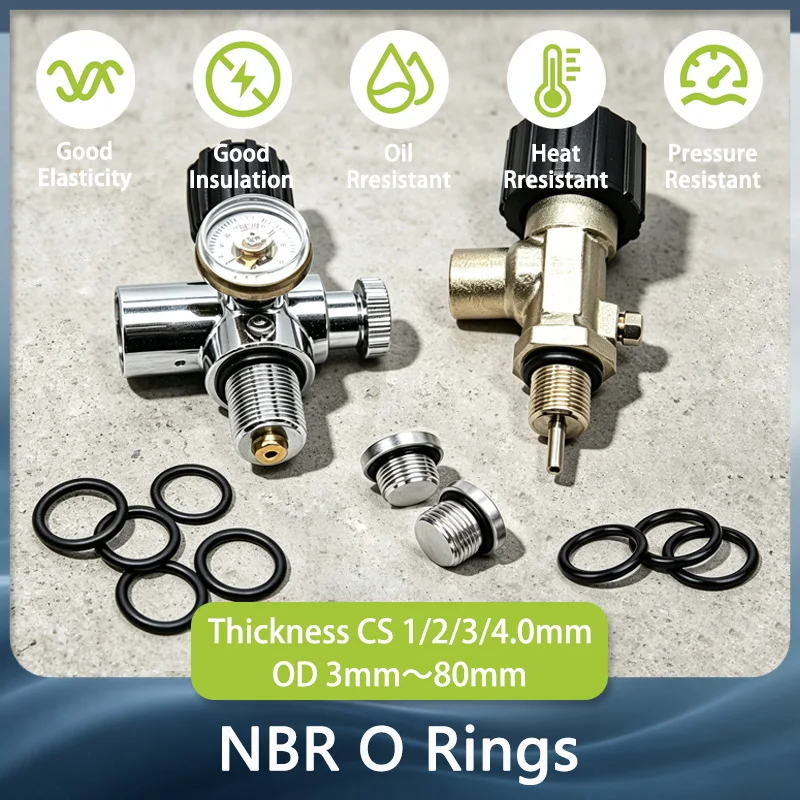 50Pcs OD 3~80mm CS 1 2 3 4mm NBR O Ring Seal Gasket Thickness Nitrile Butadiene Rubber Spacer Oil Resistance Washer Round Shape