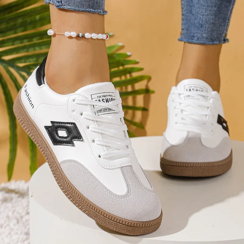 

Модные черно-белые кроссовки на плоской подошве, женская легкая спортивная обувь на шнуровке, женские нескользящие повседневные кроссовки, женская обувь