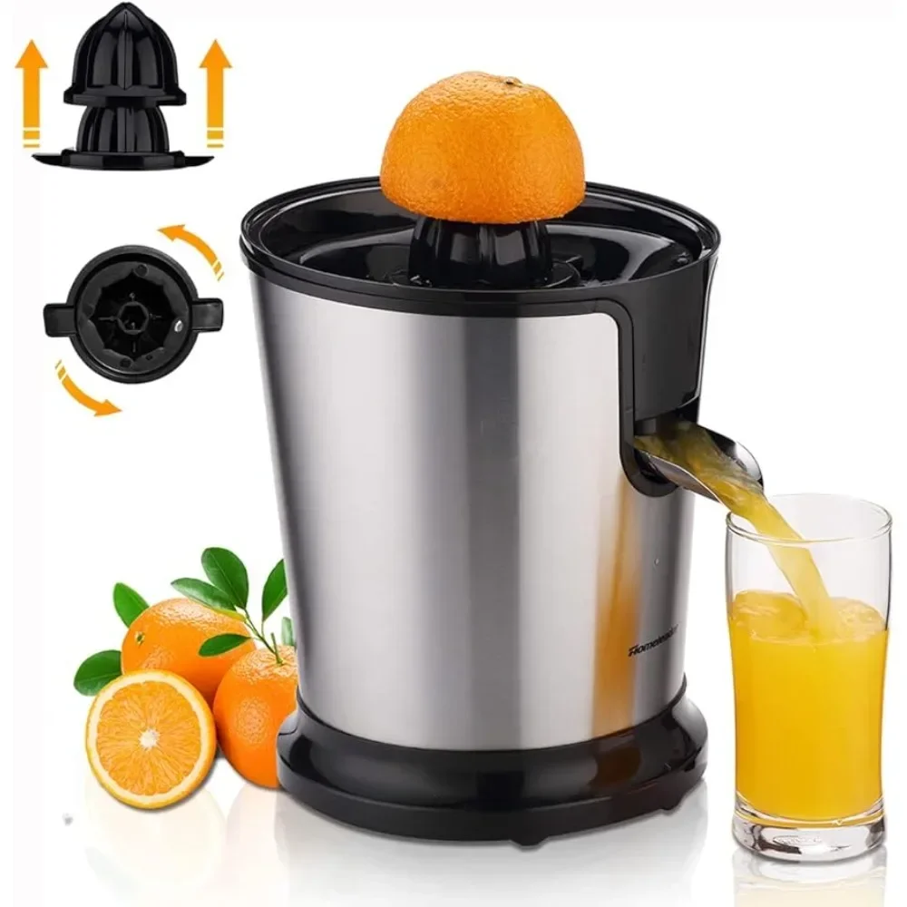 Electric Citrus Juicer, Lemon Squeezer with Stainless Steel, Orange Squeezer with Two Cones,Powerful Motor for Grapefruits,Black