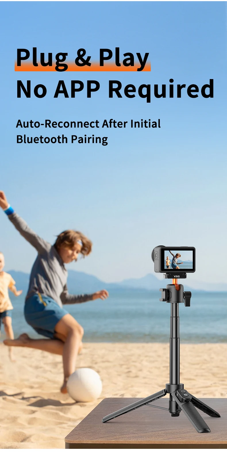 VRIG Magnetisches Stativ-Selfie-Stick-Stativ mit 360°-Kugelkopf und Cold Shoe für DJI Osmo Action 6 5 Pro 4 3 Action-Kamera-Zubehör – Detail 4
