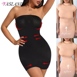 Women Body Shaper Strapless Full Slips for Under Dresses Tummy Control Slips Slimming Skirts Full Shapewear Seamless Underwear
