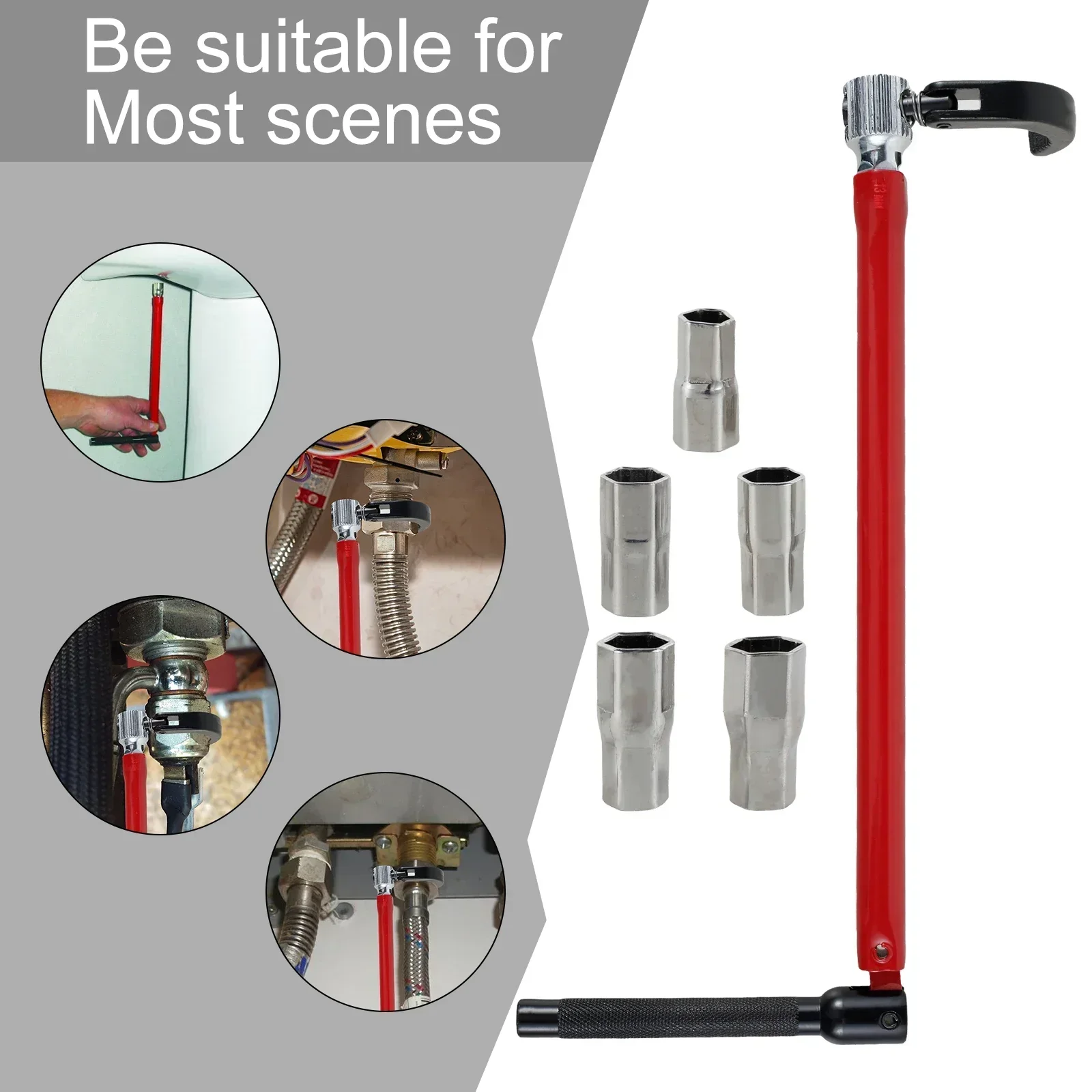 Faucet Wrench With Sockets Carbon Steel Plumber Socket Wrench Durable Tap Back Nut Wrench Tap Installation Repair Tool Hand Tool