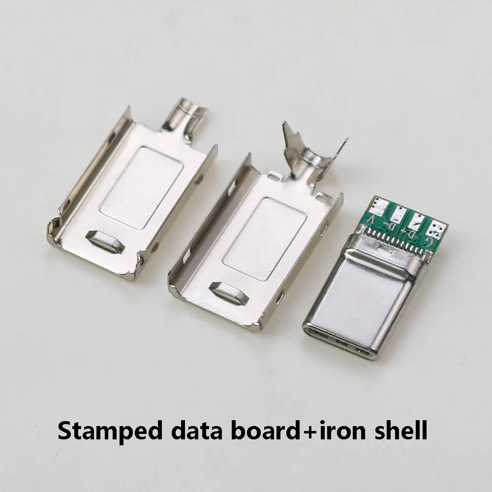 USB 3.1Type C male head 2.0 charging /data welding plate board stretching/stamping welding wire with iron shell three-piece