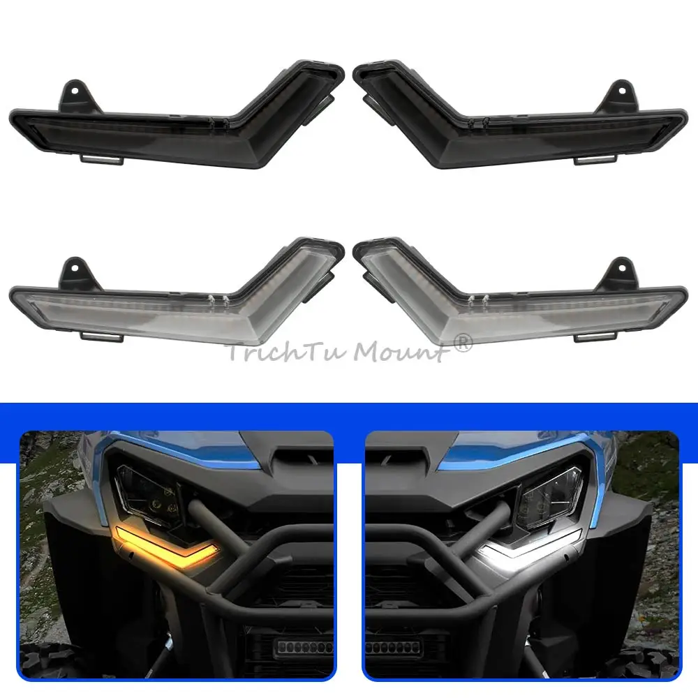 Led Front Accent Lights Fits For Can-Am Defender Commander (Max) 2020–2025 Clear/Smoke Dc 12V Led Abs Housing Running Turn Light