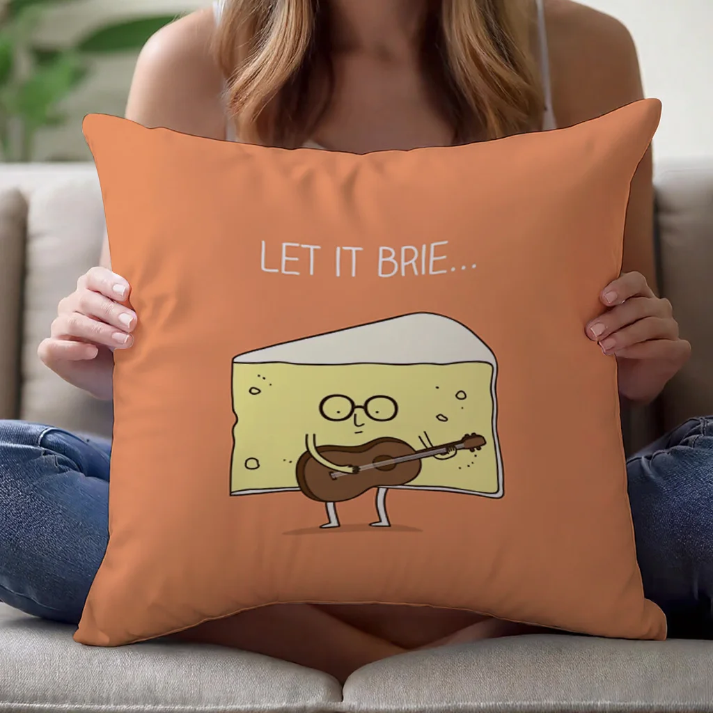 Funny Cheese Playing Guitar Pillow Case Couch Cushion Throw Pillow Gift for Music Lovers 45x45cm throw pillow cover