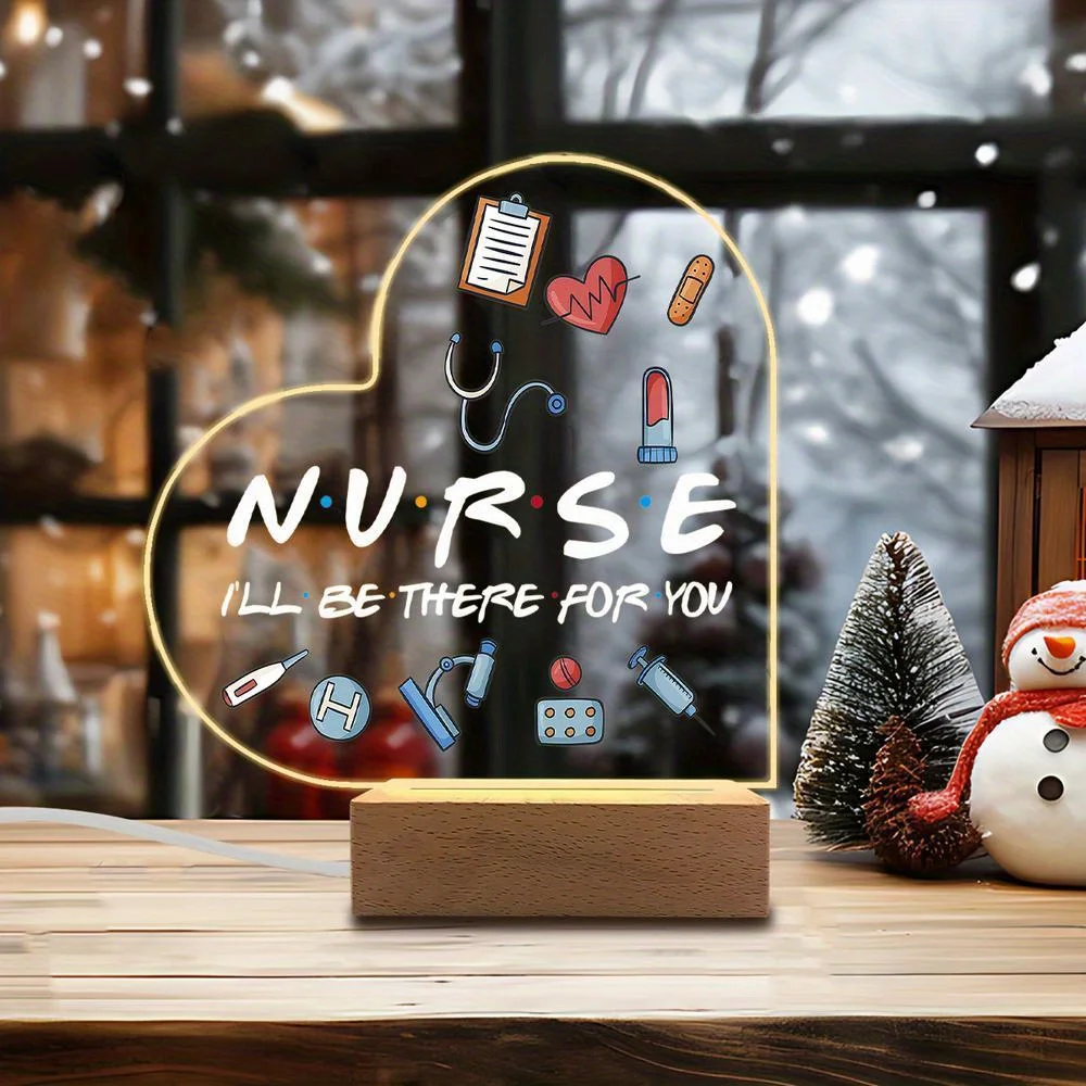 1 قطعة ملحقات التصوير الفوتوغرافي المضيئة من الأكريليك ، قاعدة USB ، هدية الممرضة ، تماثيل ديكور مكتب القلب #1