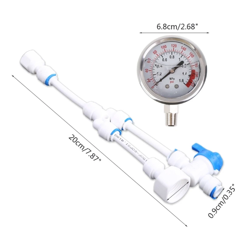 2in1 oczyszczania wody z kranu rury miernik ciśnienia miernik testowy 0-1.6MPA odporność na wibracje