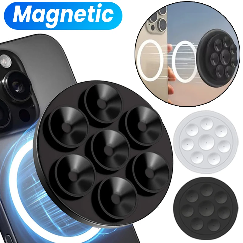 Magnetic Silicone Suction Cup Phone Mount Mini Sticker Bracket Universal Mobile Phones Stand Hands-Free Mirror Cellphone Holder