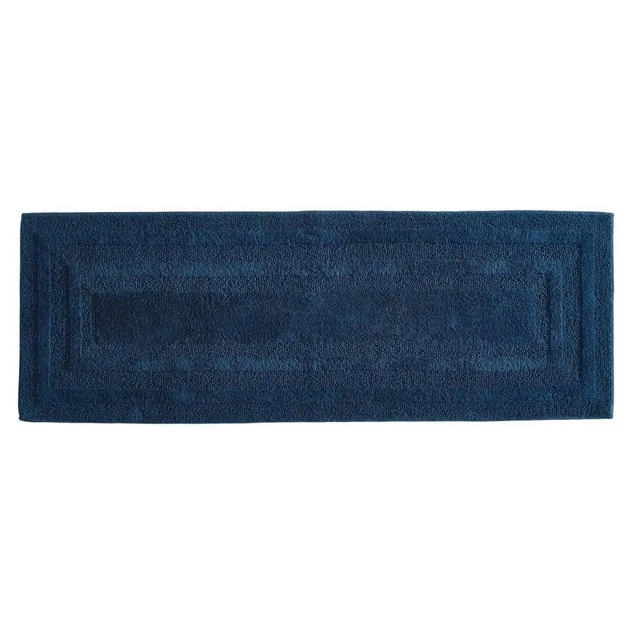 

Bathroom Rug, 100 Soft Plush Tufted Cotton Runner Rug, Highly Absorbent, QuickDry, and SkidResistant Backing Logan Indigo Blue,