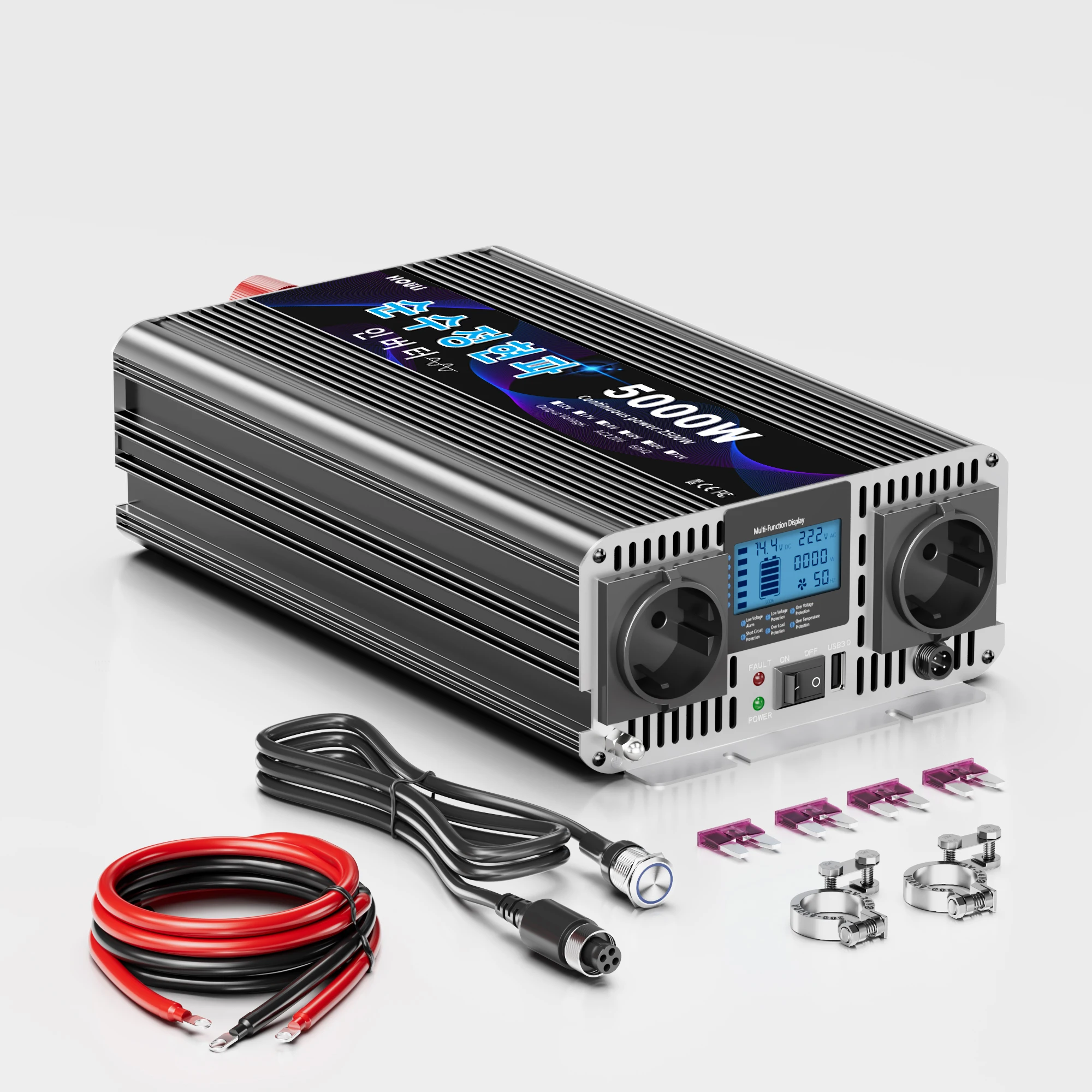 

5000W 12V 24V to 220V | Pure Sine Wave Inverter Off-Grid Solar Power Converter for Home Backup Farm Truck and Workshop