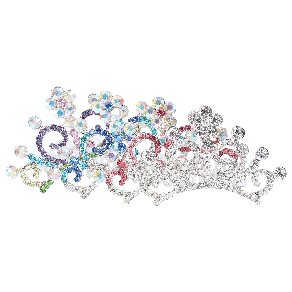

4pcs Children Crown Jewelry Hair Accessory Girls Princess Rhinestone Tiara Comb Clip Studded Headdress Durable Portable