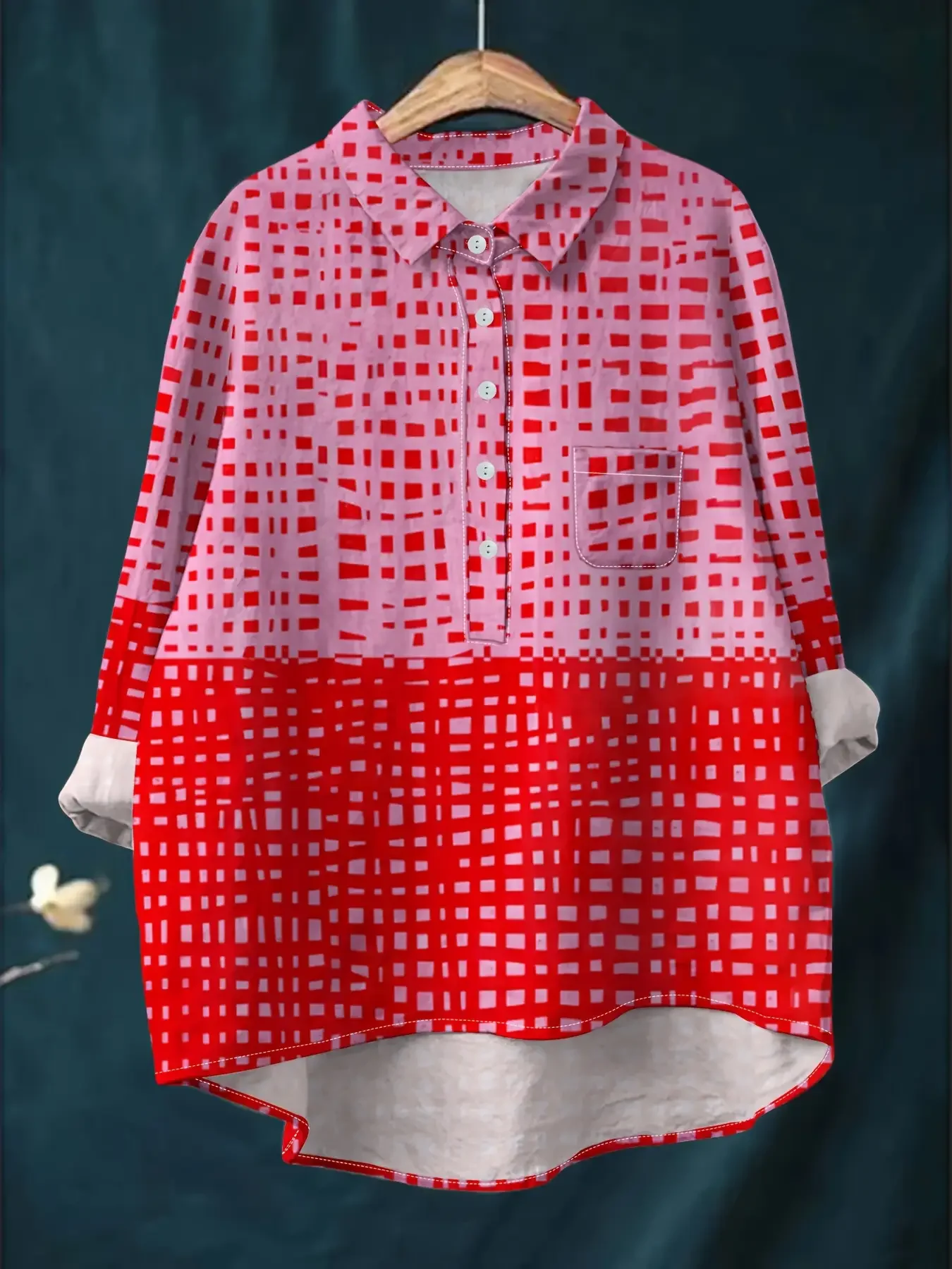 

2206 Spring/Autumn New Women's Printed Collar Shirt - roupas feminina