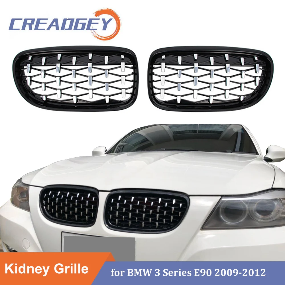 

Car Front Bumper Diamond Grille Chrome Kidney Grills For BMW 3 Series E90 E91 4 Doors LCI Facelift 2009-2012 ABS Meteor Style