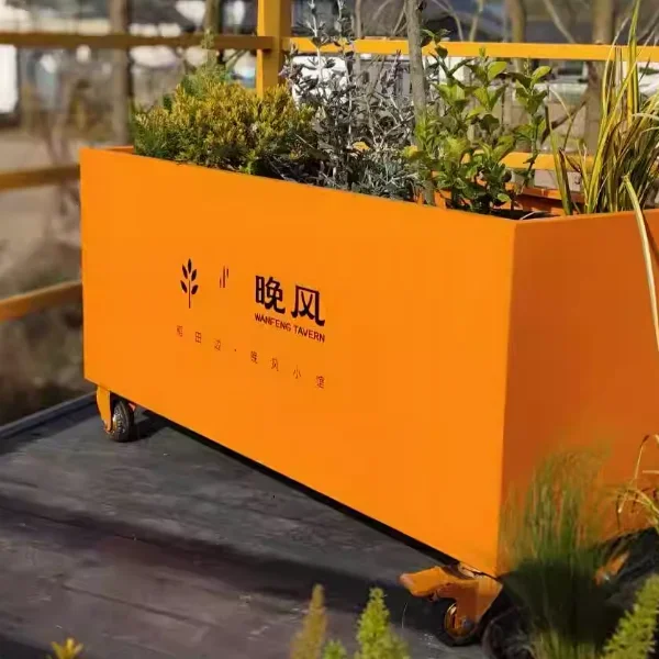 Pulley Cart Flower Box Stylish Planters for Outdoor Decor