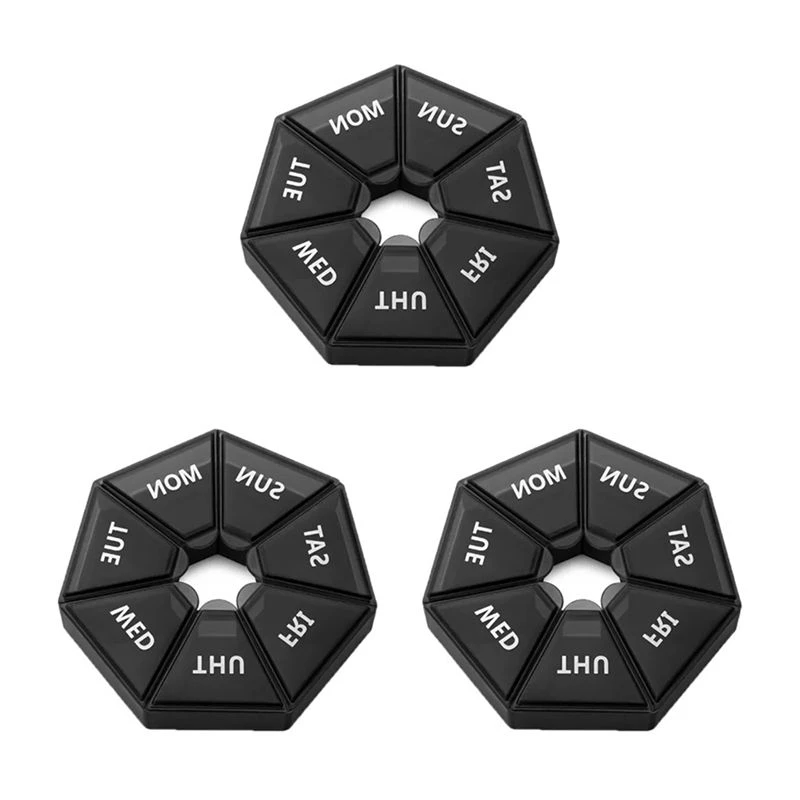 Beauty 3Pc Portable One Week Large Capacity Pill Box Dustproof Dispenser Seven Days A Week Transparent Pill Organizers
