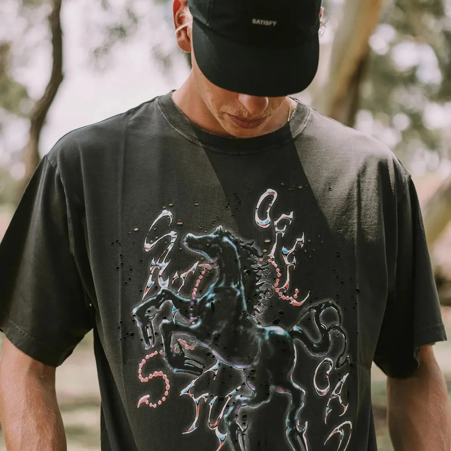 Satisfy Off-Road Spirit MothTech Distressed Short Sleeve Tee