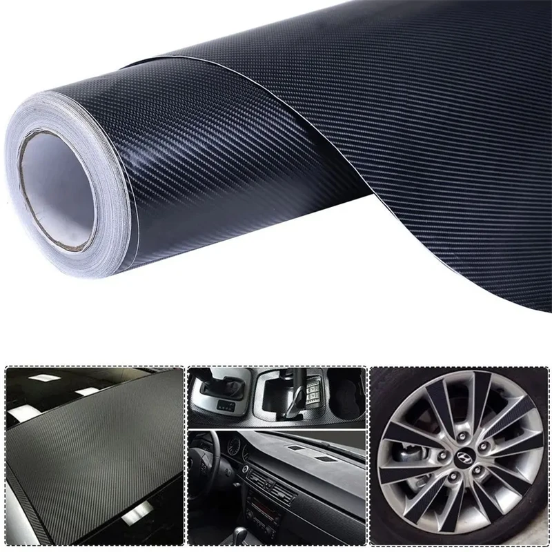 

Black Carbon Fiber Vinyl Wrap Self Adhesive Car Vinyl Sticker DIY Easy to Install Anti-Wrinkle for Car Body Protection