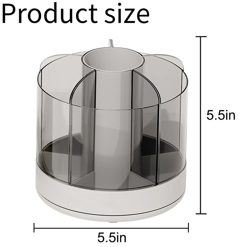 حامل قلم دوران 360 درجة ، 6 فتحات ، حامل قلم رصاص للمكتب ، منظمي المكتب ، اللوازم المكتبية ، المكتب المنزلي ، دائم ، أبيض