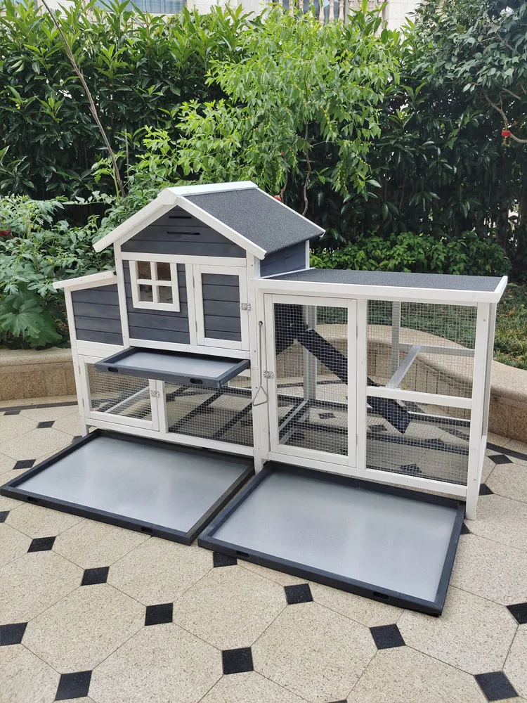 King Size Rabbit Cage Deluxe Rabbit Nest Rabbit Villa with Urine Plate Chicken Coop Home Bird Cage Pigeon