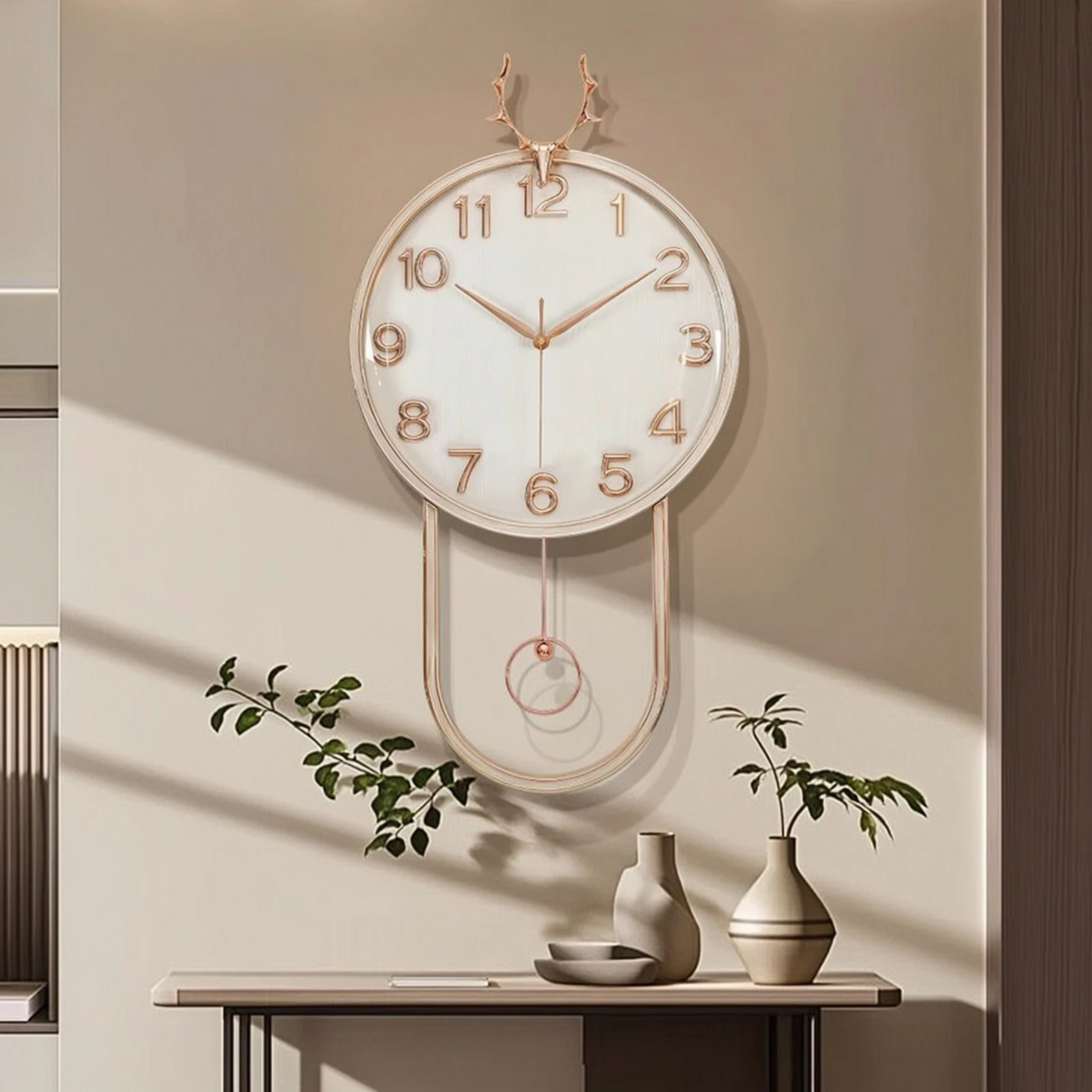 Wall Clock with Pendulum 3D Numerals Wall Clock with Digital Display Modern Minimalist for Living Room, Entryway - view 2