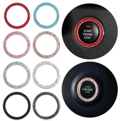 Cars One-Key Engine Start Stop Ignition Push Button Switch Cover Decorative Rhinestone Diamond Crystal Ring Car Parts