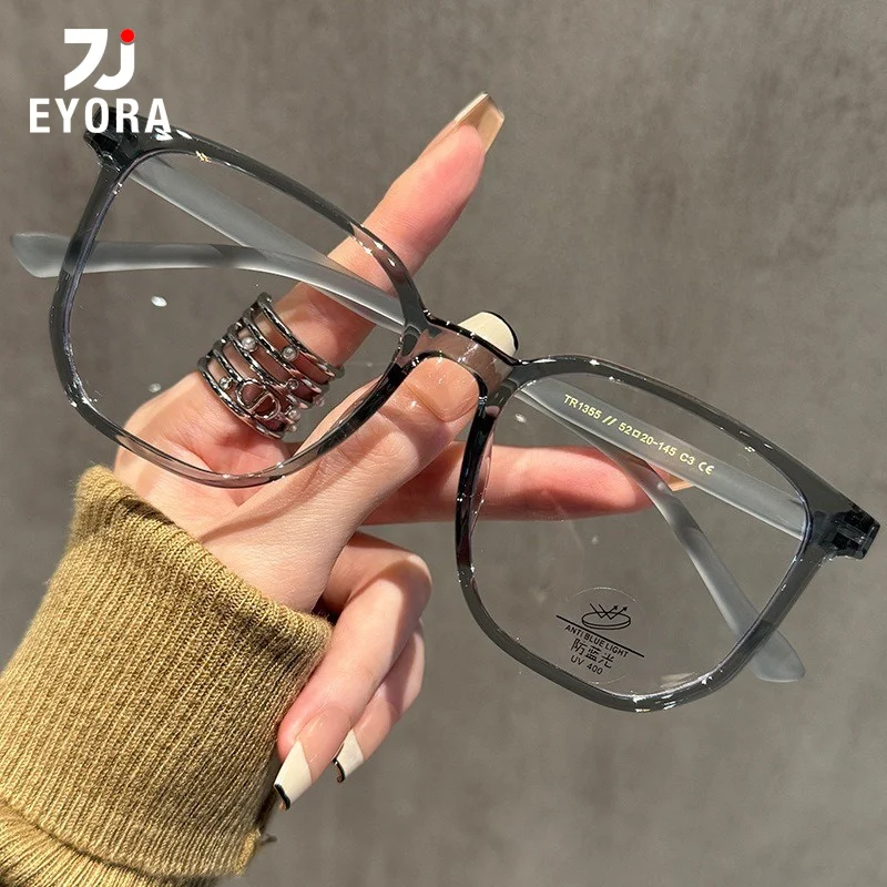 EYORA Lunettes de lecture classiques à monture carrée de grande taille pour femmes, verres photochromiques anti-lumière bleue, verres optiques avec prescription