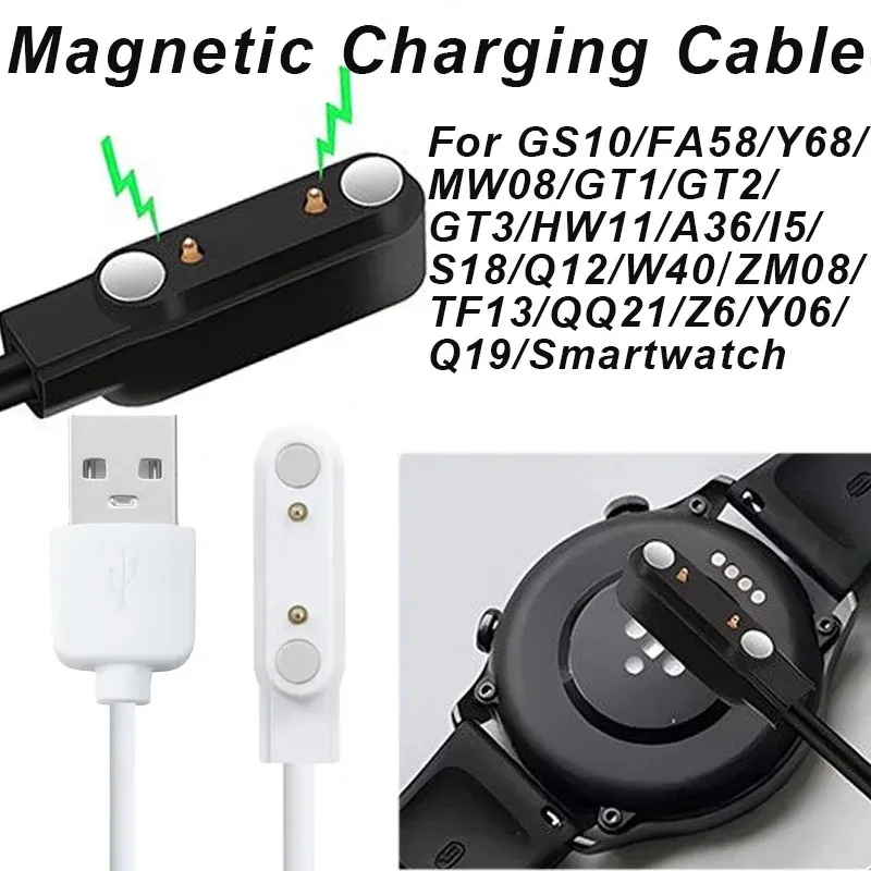 

Magnetic Smart Watch Charger Cable Compatible with GS10/FA58/Y68/MW08/GT1/GT2/GT3/HW11/A36/I5/S18/Q12/W40/ZM08/TF13
