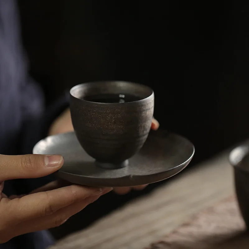 Handgefertigte Teetasse aus vergoldeter Glasur aus Keramik – handwerklich hergestelltes Eierschalenporzellan, japanisches Zen-Teeset, elegantes KungFu-Teegeschirr für Zuhause oder Geschenk