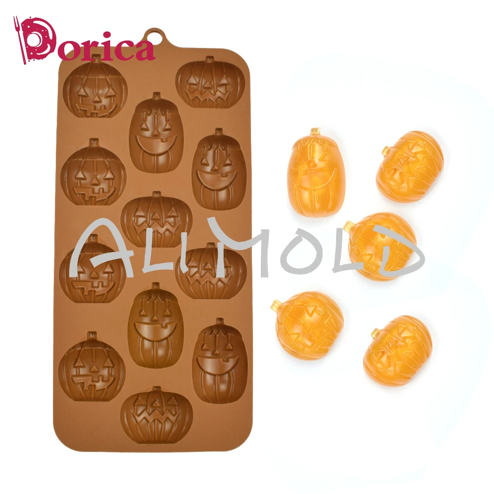 Molde de silicona con diseño de gato/calabaza/fantasma/bruja/calavera para Chocolate, molde de resina para dulces de Halloween, herramienta de decoración de pasteles, utensilios para hornear