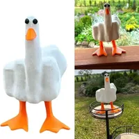 Cute Middle Finger Ducks Creative Design Resin Craft Duck Figurines Fuuny Household Decoration Statue Office Desk Ornament