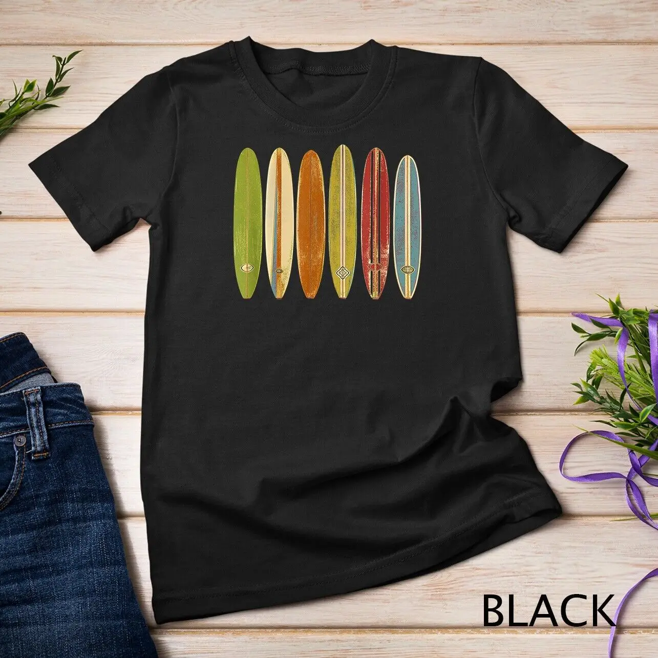 Longboard Surfboards Vintage Retro Style Surfing T-Shirt Unisex T-shirt