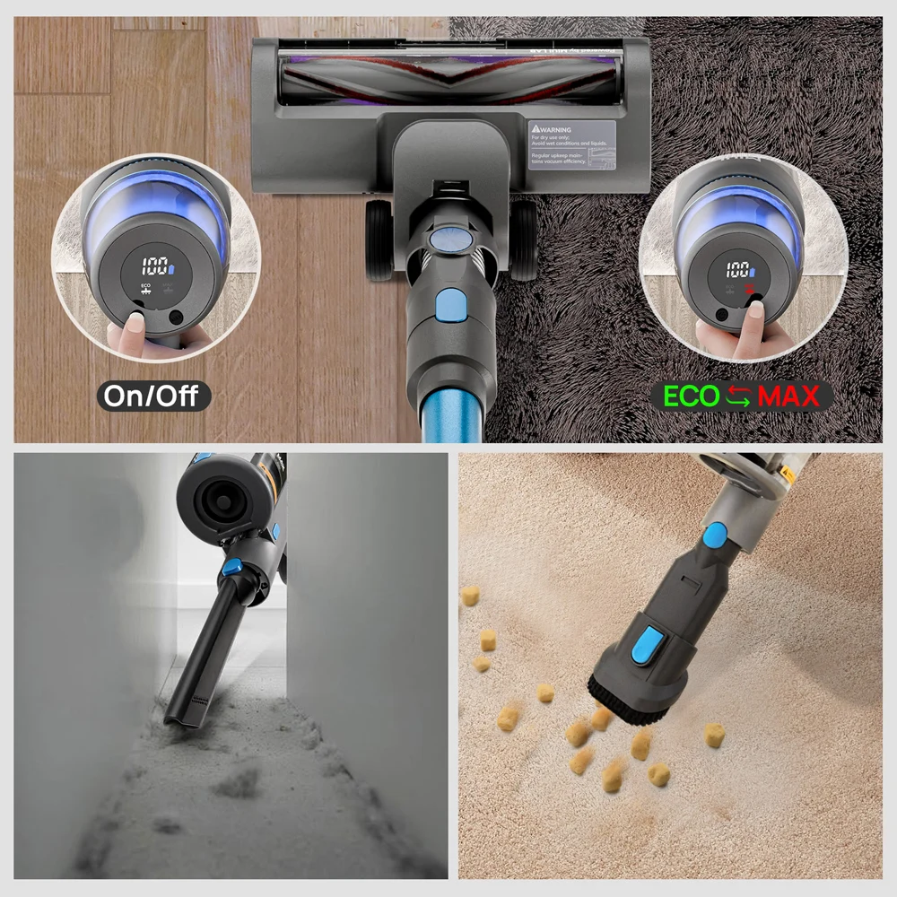 Беспроводной ручной пылесос MIUI со светодиодным дисплеем, 17 кПа, мощное всасывание до 40 минут, беспроводной пылесос для дома и автомобиля