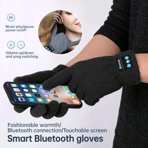Portable wireless calling and music listening smart Bluetooth gloves, new solid color autumn and winter warm touch screen gloves