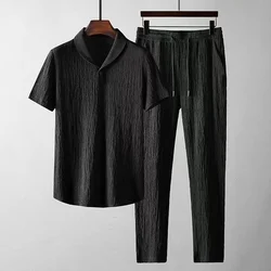 Summer Fashion Men's Sports Tracksuits Business Short Sleeved And Trousers Two Piece Sets Men Luxury Outfits Suits