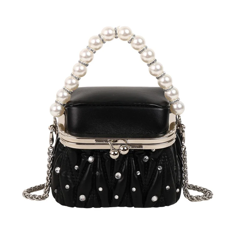 

Mini Diamond Evening Handbag for Women Fashion New Chain Single Shoulder Crossbody Bags Elegant Female Bead Party Clutch