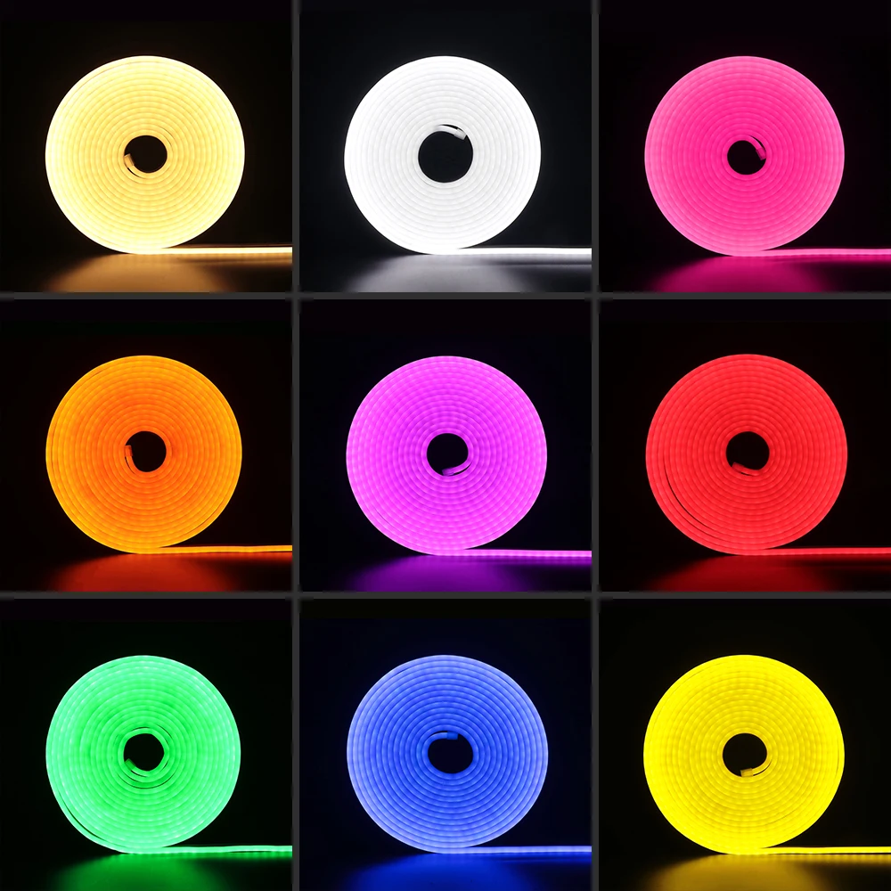 5V 12V 24V Neon LED Strip 6x12MM Flex Tape Waterproof Rope Silicone Tube Neon Light Strip White Red Green Blue Pink Yellow