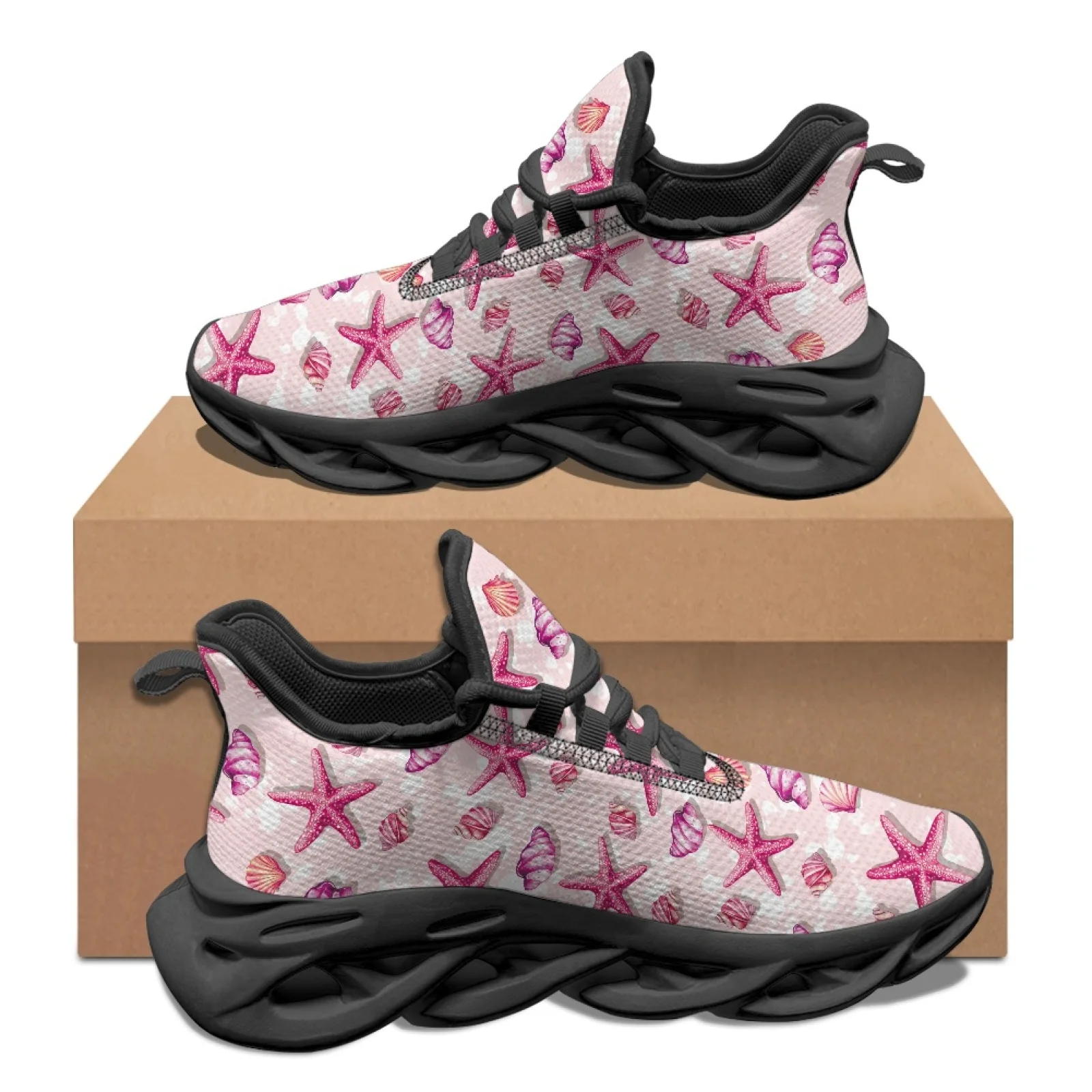 PENSTROLL Pink Starfish Shell Casual Running Shoes for Walking Mesh & EVA Men's Trail Running Shoes Athletic Footwear