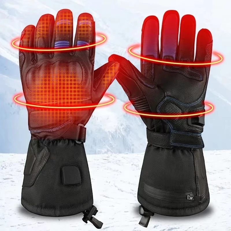 Wholesale Custom Printed Heated Motorcycle Gloves Palm Guard Leather Hand Gloves for Bike Motorcycle